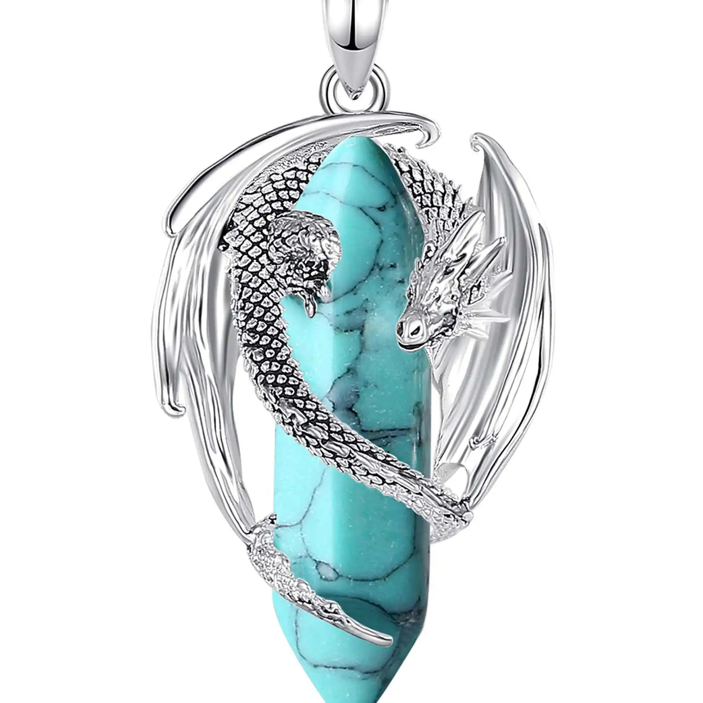 Dragon Natural Stone Hexagonal Prism Necklace