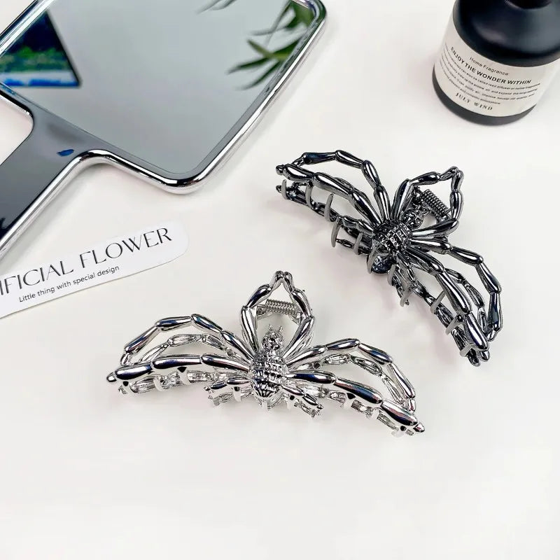 New 2023 Halloween Spider Skeleton Hair Claw Clips for Women Jewelry Accessories Black Silver Gold Large Barrette Party Headwear - Charlie Dolly