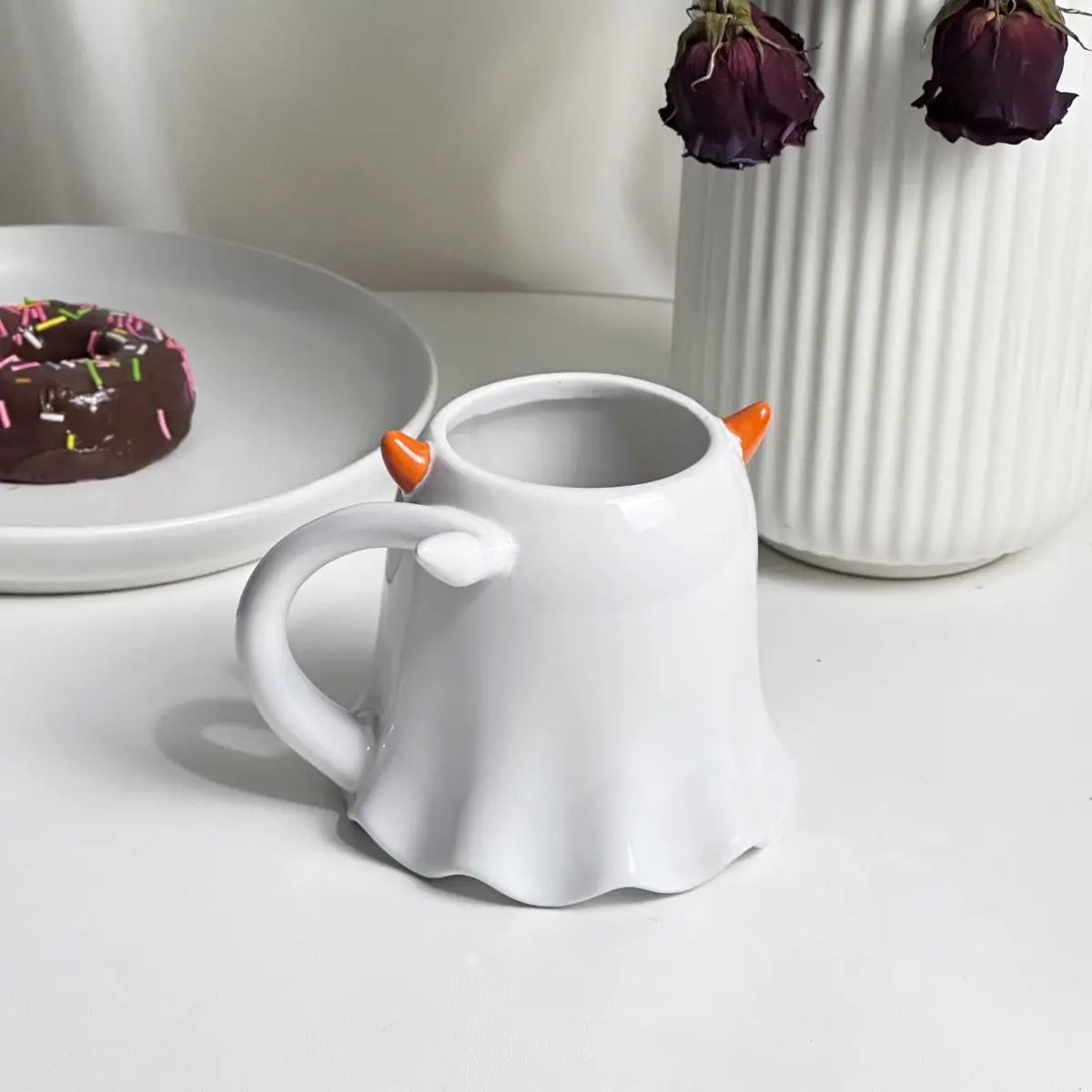 Halloween Cute Funny Little Ghost Water  Mug Embossed Ceramic Cup Design Sense Minority Creative Pumpkin Cups - Charlie Dolly
