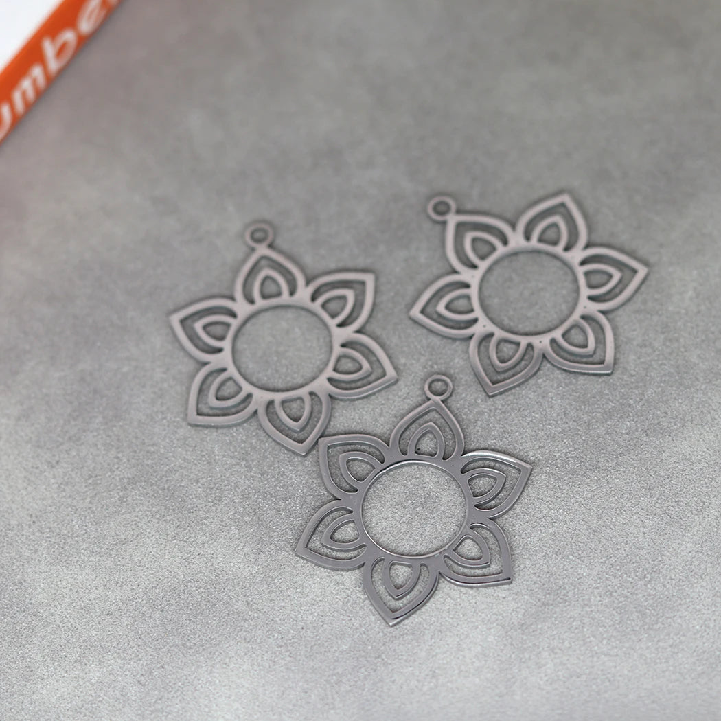 3pcs Hexagon Petal Lotus Seat Stainless Steel Pendant Charms for Jewelry Making DIY Craft Earrings Necklace Talisman Accessories