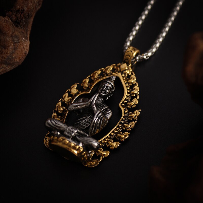 Classic Vintage Buddhist Buddha Pendant Necklace for Men Women Trendy Street Party Amulet Jewelry Gift - Charlie Dolly