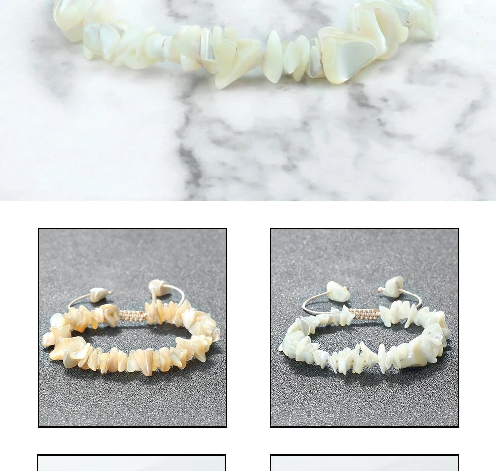 New Irregular Shape Freshwater Shell Beads Bracelet Handmade Adjustable Mother of Pearl Bangles Chain Jewelry Boho Pulsera Gift