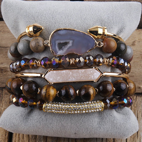 Fashion Boho Natural Stone Beaded Bracelet Jewelry Multi 6pc Stack Bracelet & Bangle Sets For Women Gift - Charlie Dolly