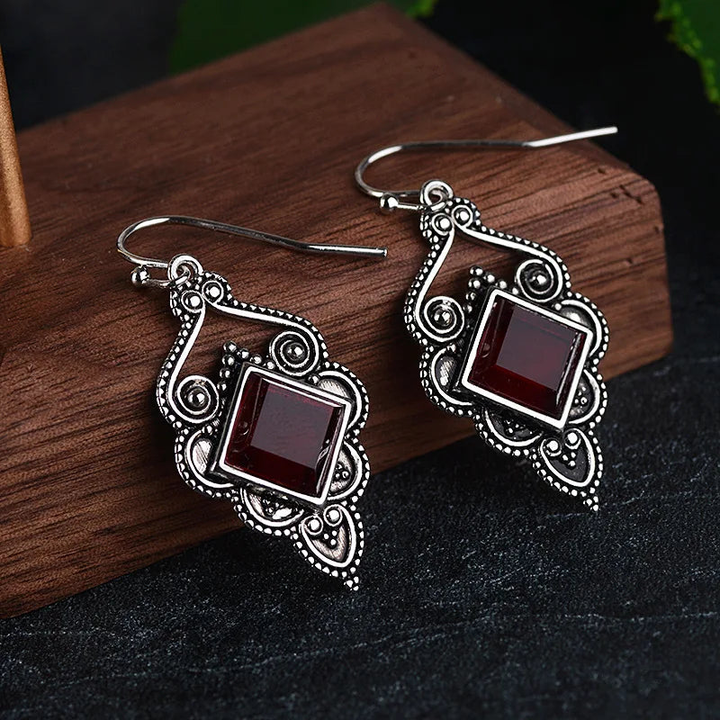 Gorgeous Silver Color Water Drop Earrings Inlaid Natural Stone Dangle Earrings for Women Bridal Engagement Wedding Jewelry Gifts