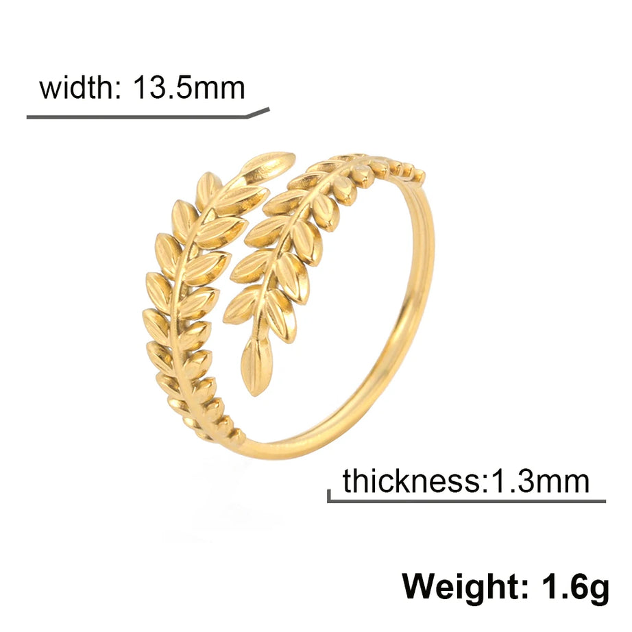 Wheat Ear Leaf Open Stacking Ring Jewelry