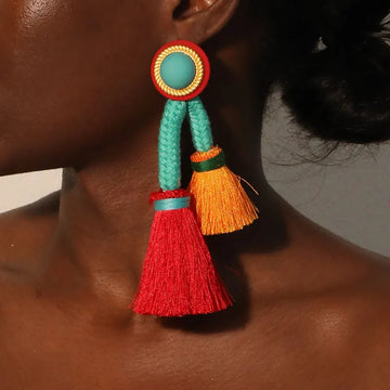 New Boho Long Tassels Dangle Earrings Exaggerated Earrings Handmade For Women Wedding Party Jewelry Dress Accessories