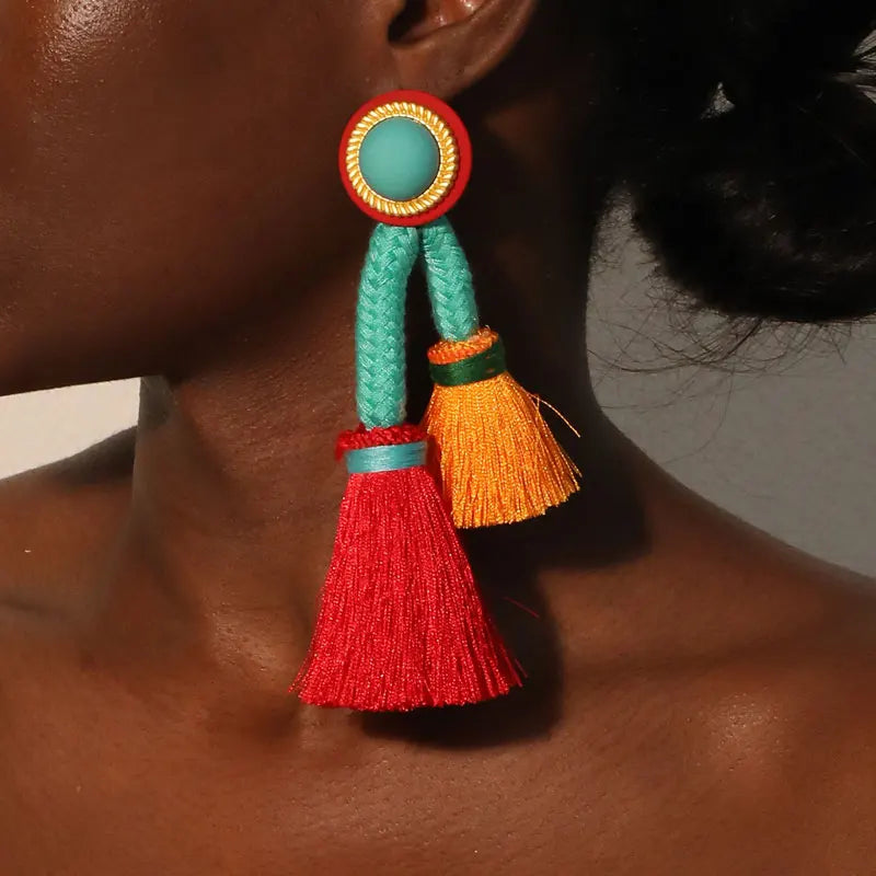 New Boho Long Tassels Dangle Earrings Exaggerated Earrings Handmade For Women Wedding Party Jewelry Dress Accessories