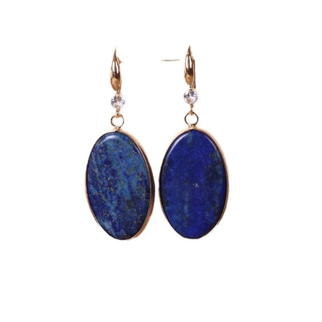 Fashion Personalized Lapis Lazuli Oval Hanging Earrings for Women Retro Long Ethnic Style Earrings Wholesale Jewelry Accessories - Charlie Dolly