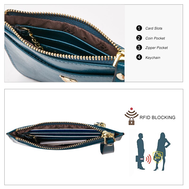 FOXER PVC Leather Card Holder Women Zipper Coin Packet Lady Key Bag Small Bus ID Card Wallet Light Thin Clutch Bag Fashion Purse - Charlie Dolly