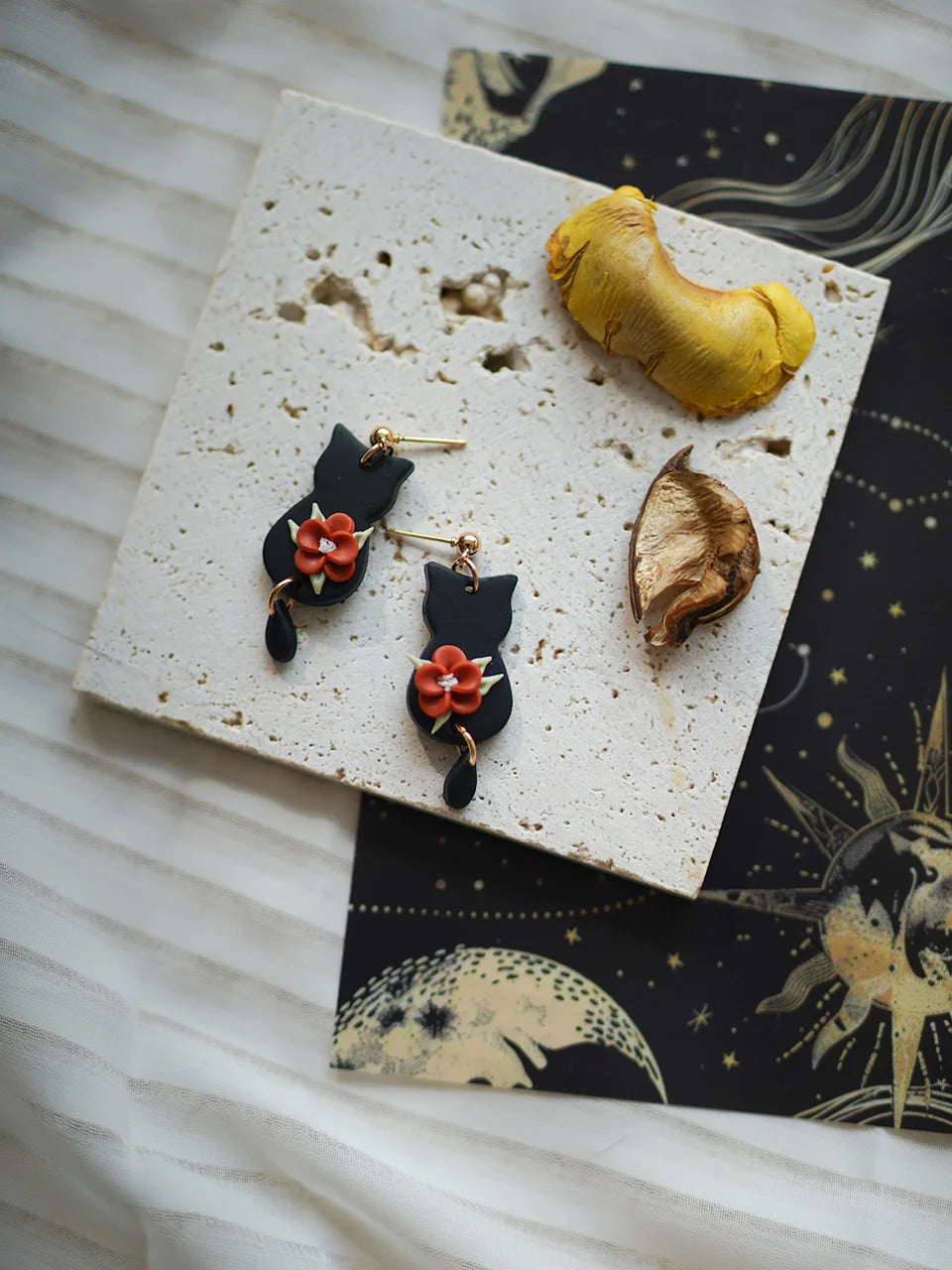 Halloween Cat Ghost  Shape Handmade Polymer Clay Earrings Halloween Themed Decoration For Women's Accessories Party Daily Ware - Charlie Dolly