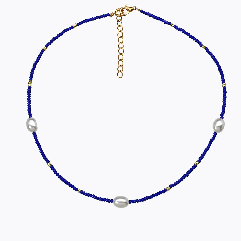 Handmade Beaded Shell Pendant Necklace Pearl Flower Clavicle Chain Vintage Turquoise Choker Necklace Jewelry for Women Gifts - Charlie Dolly