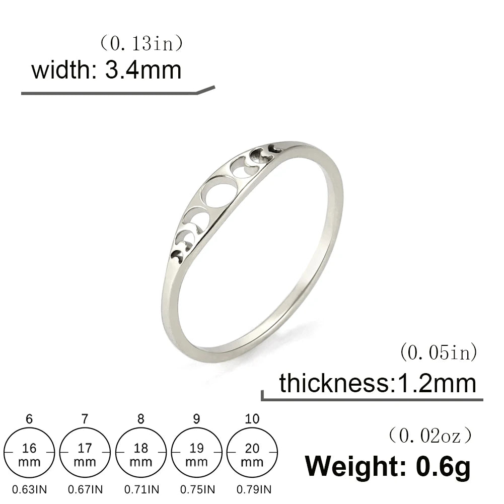 COOLTIME Moon Phase Ring for Women Stainless Steel Minimalist Couple Rings Jewelry Anniversary Gift 2026 New in Wholesale
