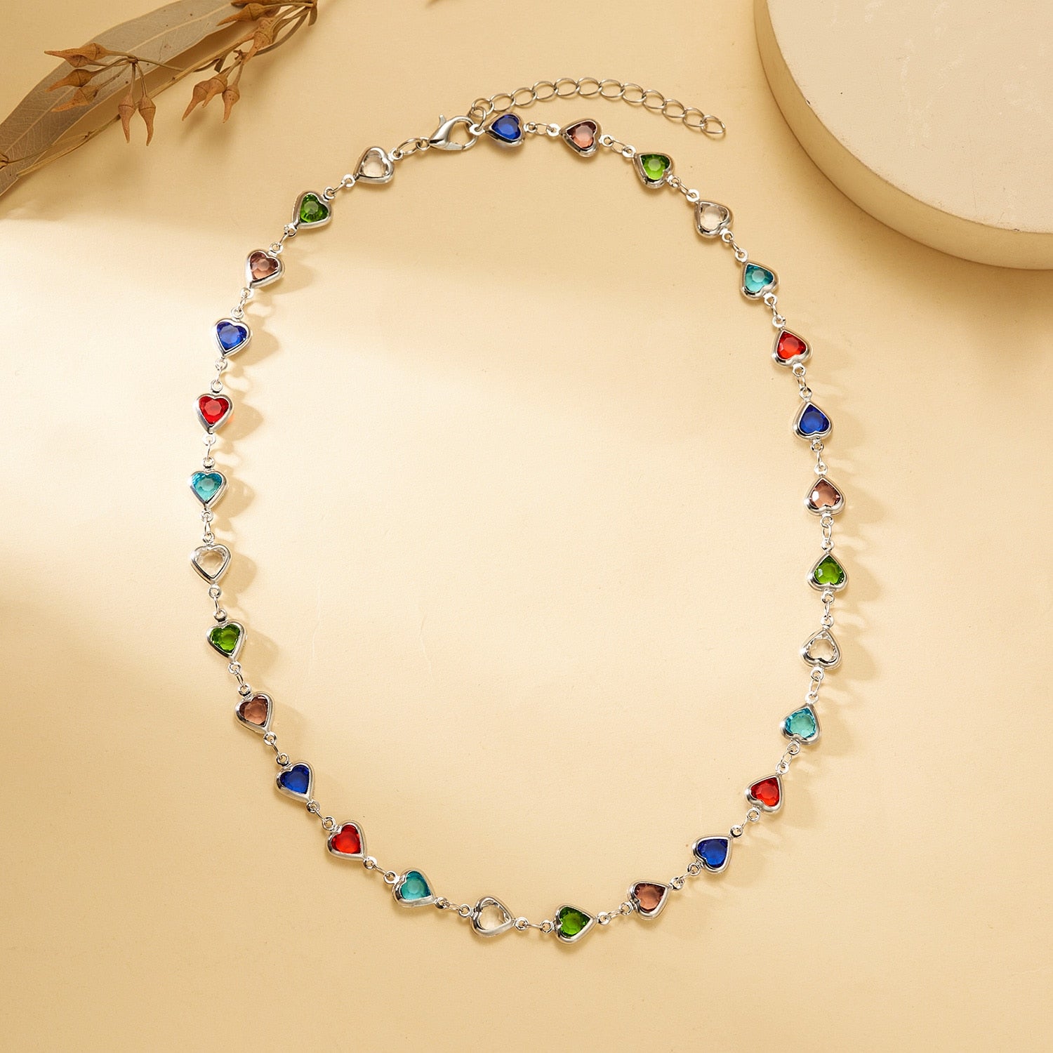 Color Crystal String Bead shops Necklace Female