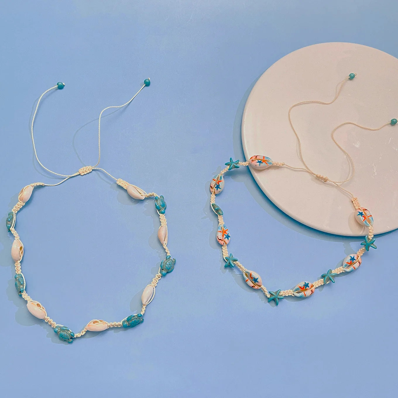 2026 Summer Boho Cowrie Shell Choker Necklace for Women Y2K Cute Blue Starfish Beads Collar Beach Vacation Jewelry Gift