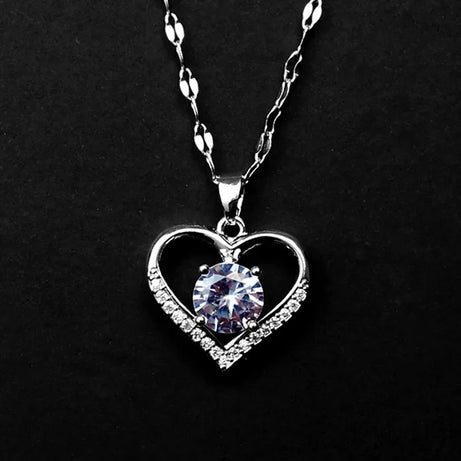 Gold Heart & Lips Pendant Boho Chain Necklace, Playful Love Talisman