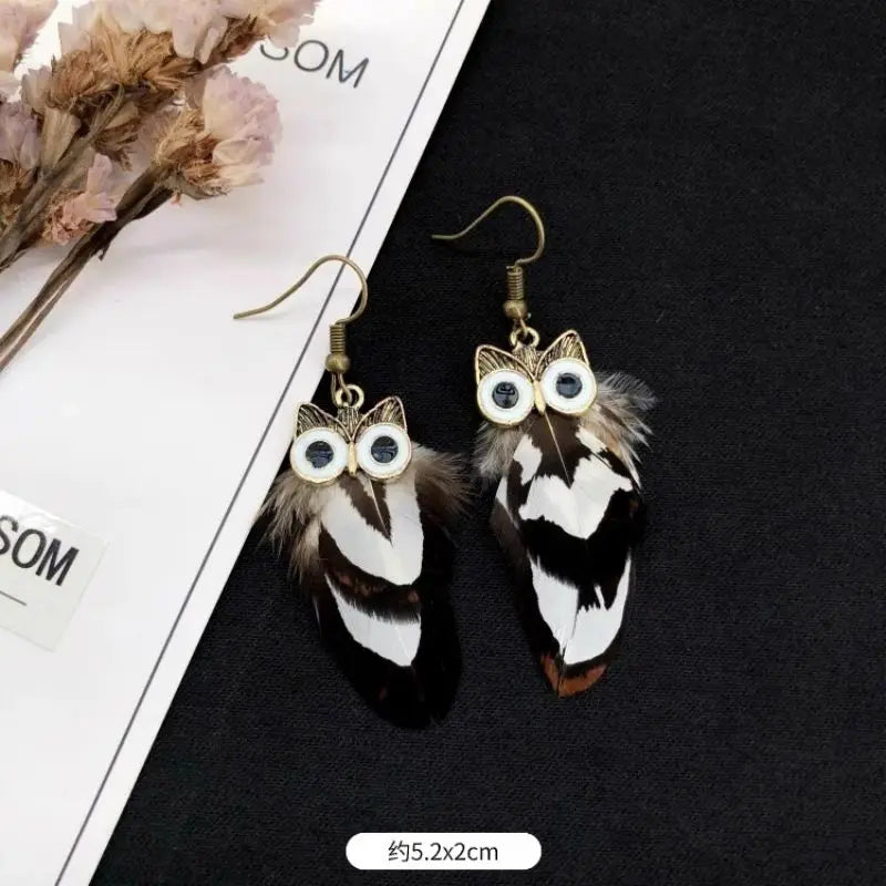 Exaggerate Feather Long Earrings Fashion Imitation Peacock Feather Earrings Boho Style Feather Earrings Custom Jewelry Wholesale
