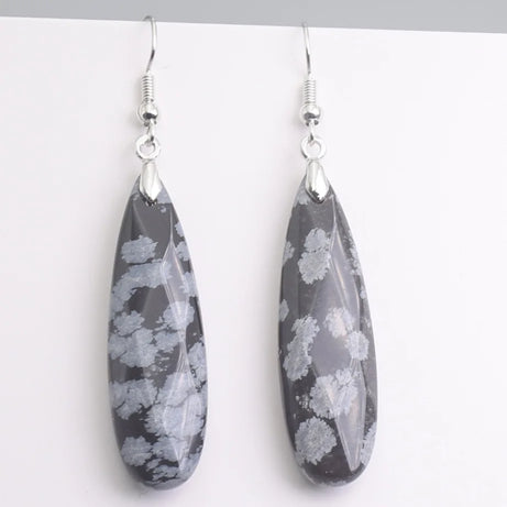 Silver Plated Long Water Drop Section Lapis Lazuli Pink Quartz Stone Hook Drop Earrings Elegant Women's Earring Fashion Jewelry - Charlie Dolly