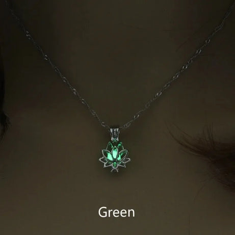 Glow-in-the-Dark Moon Lotus Pendant, Luminous Spiritual Talisman