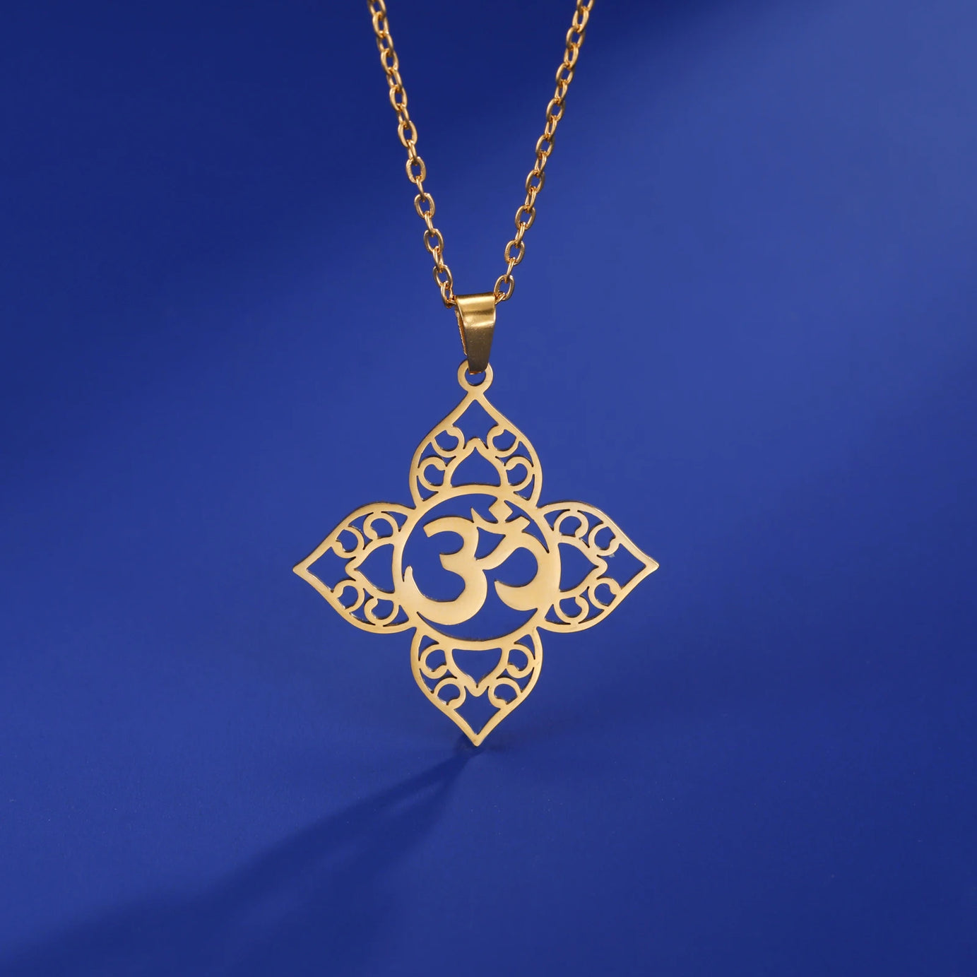 Lotus Mandala OM Symbol Spiritual Amulet Necklace