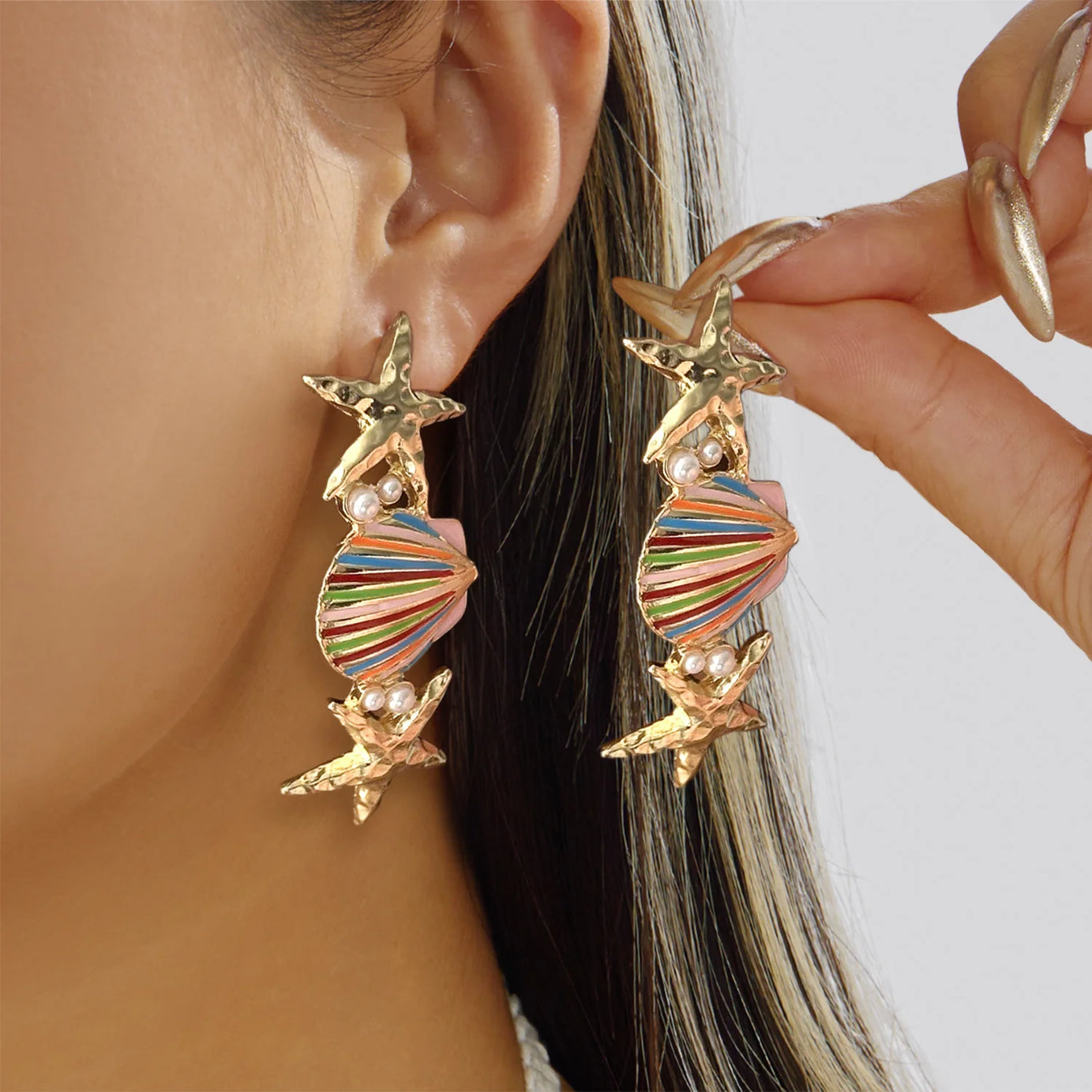 Ceramic Fish Starfish Coral Ocean Earrings Jewelry
