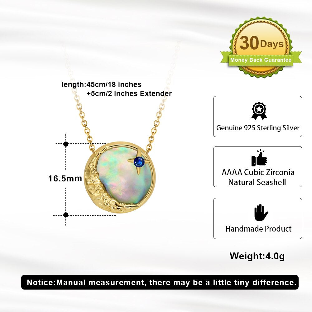 ORSA JEWELS 925 Sterling Silver Natural Abalone Shell Pendant with Unique AAAA Cubic Zirconia Necklace Jewelry for Women SN308