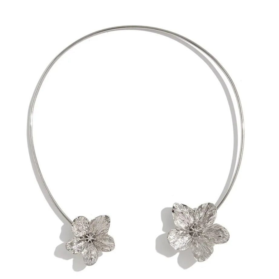 Gold Starfish and Shell Open Torque Choker Necklace