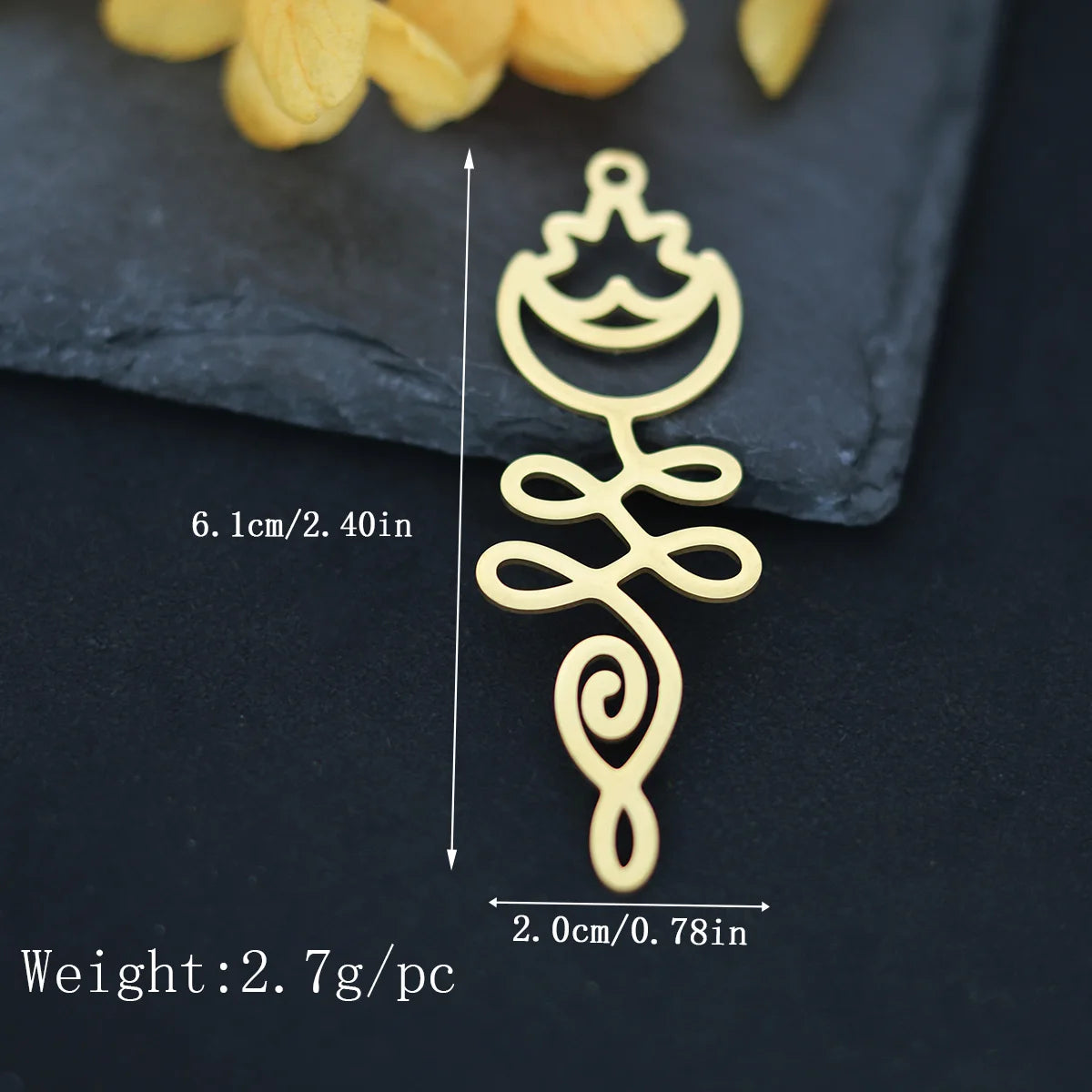 3pcs Exquisite Yogo Lotus Flower Line DIY Earrings Stainless Steel Pendant Charms for Jewelry Making Necklace Women Accessories