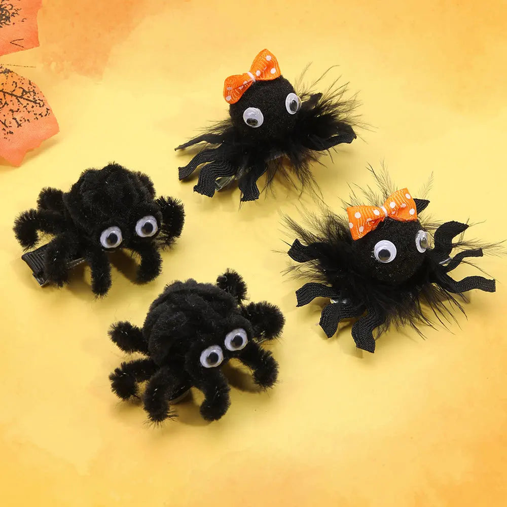 ncmama 2Pcs Halloween Spider Hair Clips For Baby Girls Cute Animal Hairpin Barrettes Kids Headdress Hair Accessories Party Decor - Charlie Dolly
