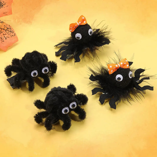 ncmama 2Pcs Halloween Spider Hair Clips For Baby Girls Cute Animal Hairpin Barrettes Kids Headdress Hair Accessories Party Decor