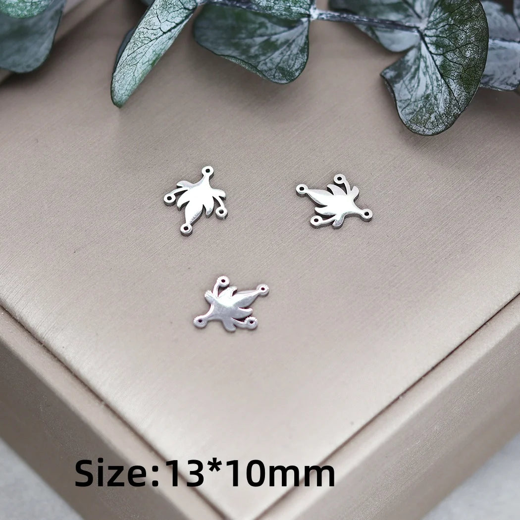 3pcs Exquiaite Amulet Moon Lotus Flower Charms DIY Craft Earrings Necklace Jewelry Making Yogo Buddhism Stainless Steel Pendant