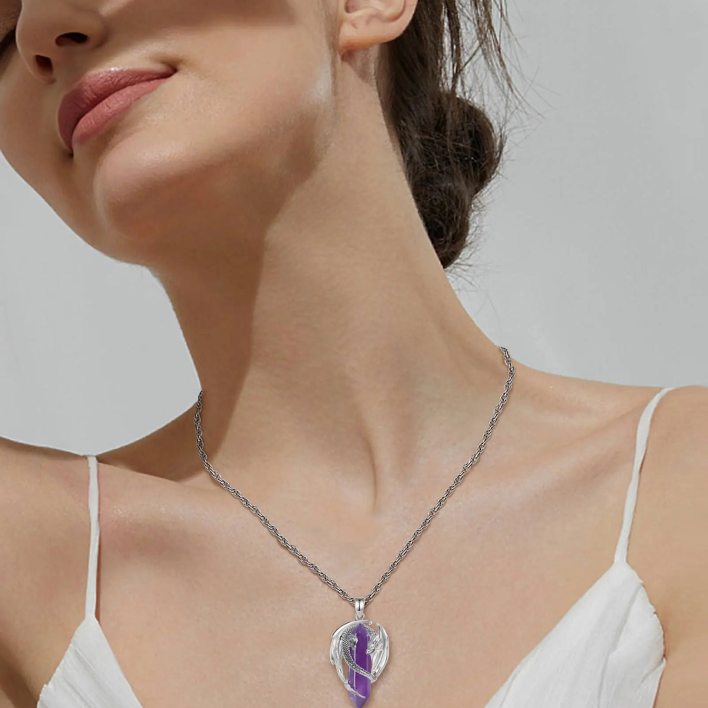 Dragon Natural Stone Hexagonal Prism Necklace