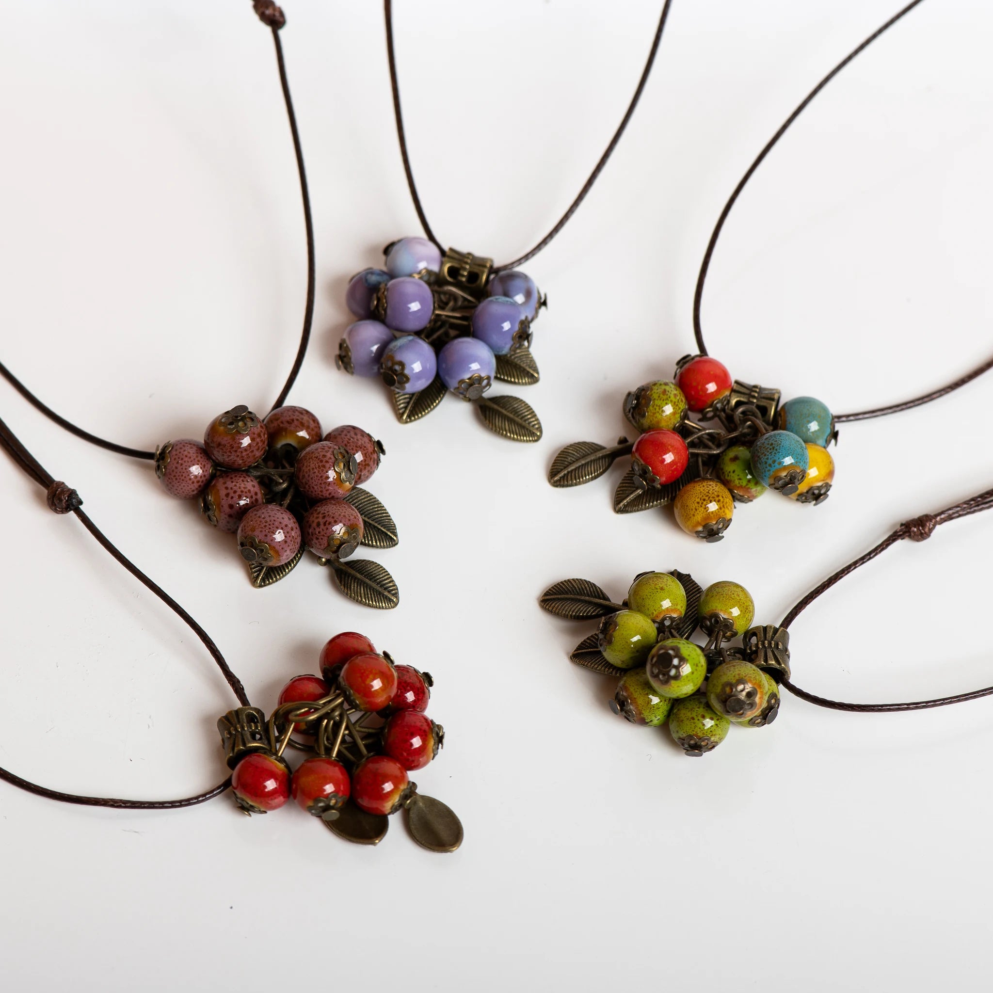 Handmade Ceramic Bead Adjustable Long Necklace Jewelry