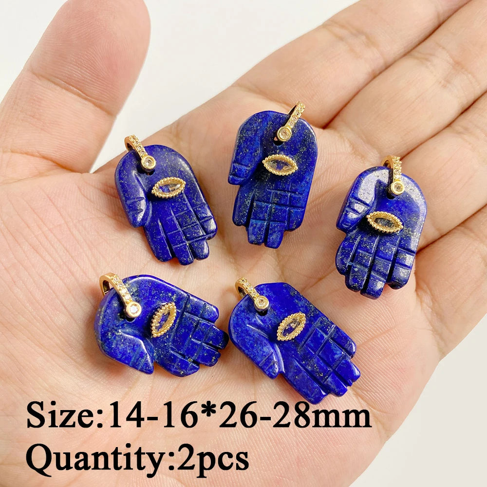 Natural Lapis Lazuli Pendant Blue Heart Square Oval Bullet Stone Charms For Jewelry Making Necklace Earrings Bracelet DIY 2PCS