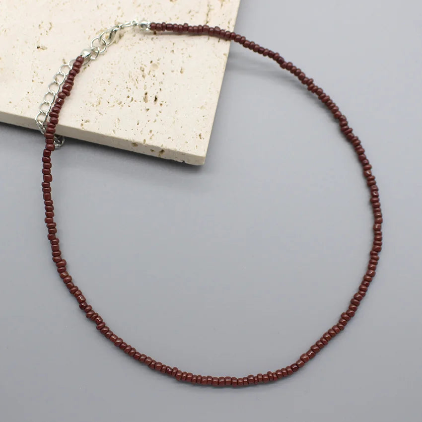 Simple Seed Beads Choker  Women Korean Fashion Charm Colorful Handmade Boho Collar Chain Neck Necklace Femme Jewelry  Gift