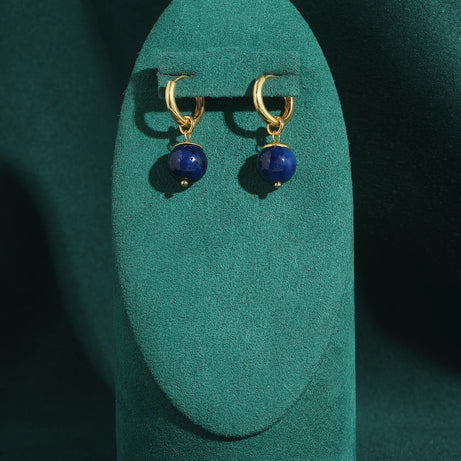 Vintage Lapis Lazuli Drop Earrings Hoop Gold Color High Quality Luxury Quality Jewelry Natural Stone Accessories Women Gift 2025 - Charlie Dolly