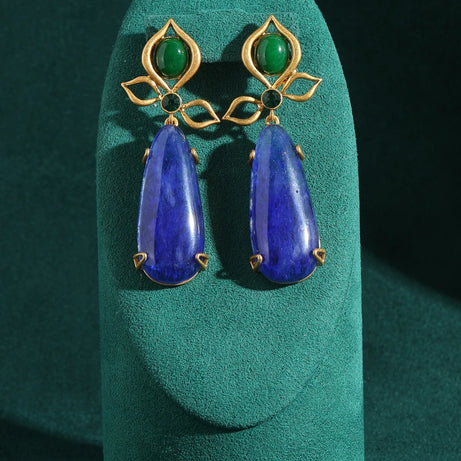 Vintage Sapphire Blue Lapis Lazuli Drop Earrings Statement Woman 2025  Luxury Designer Brands Charm Antique Jewelry Accessories - Charlie Dolly