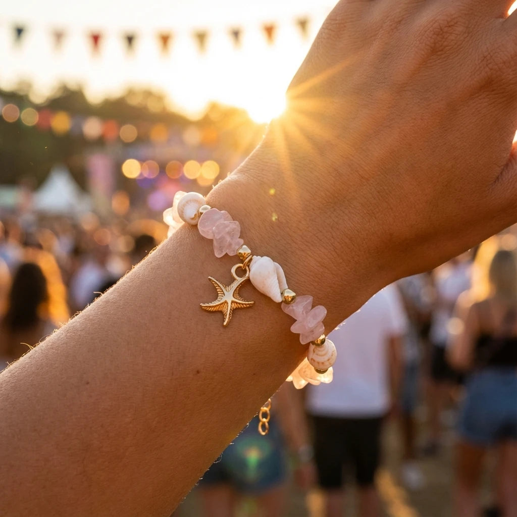 2026 Summer Boho Shell Bracelet for Women Natural Starfish Charm Irregular Stone Beads Bangles Beach Vacation Jewelry Party Gift