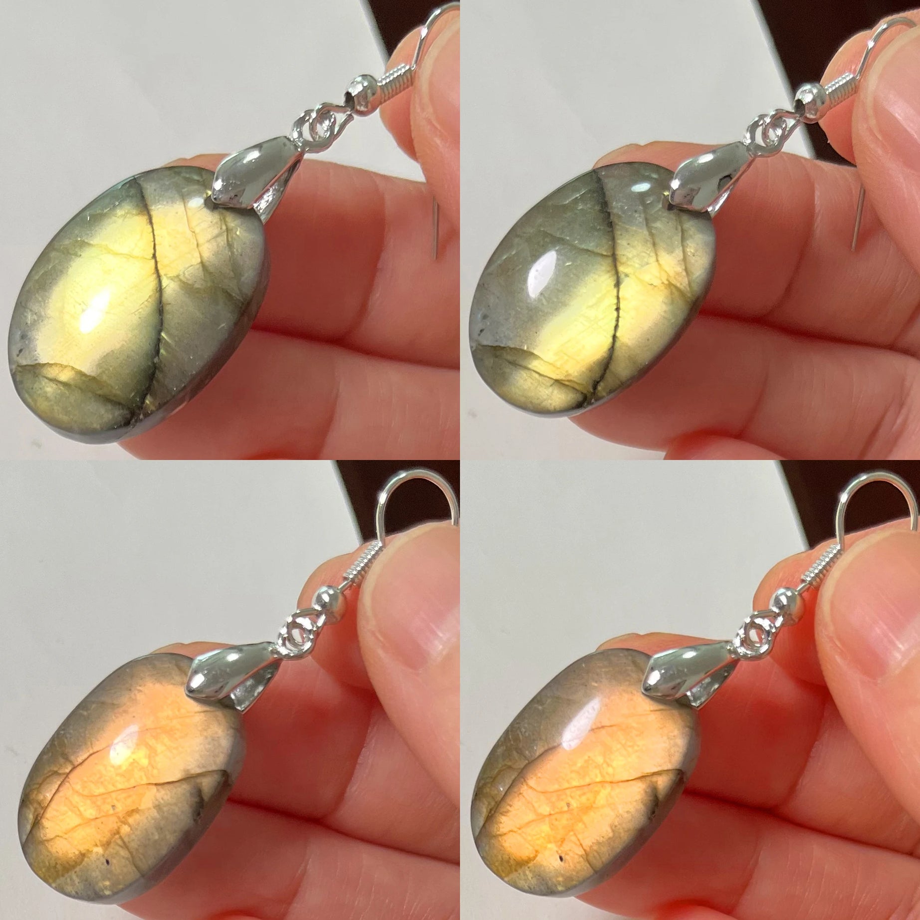 Blue Labradorite Pendant & Earrings Set, Raw Natural Stone Unisex Boho Jewelry