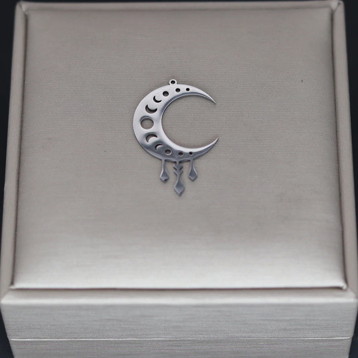 3pcs Moon Phase Charms DIY Craft Earrings Necklace Jewelry Making Crescent Stainless Steel Pendant