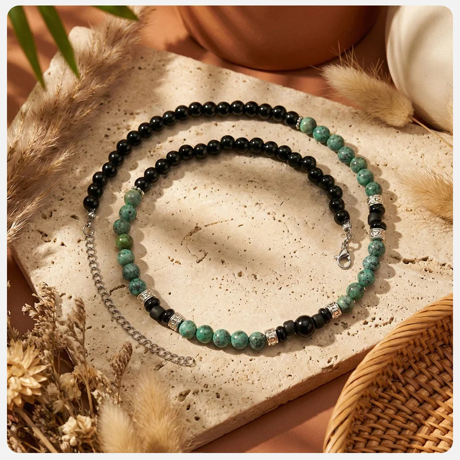 Natural Stone Beaded Choker Necklace