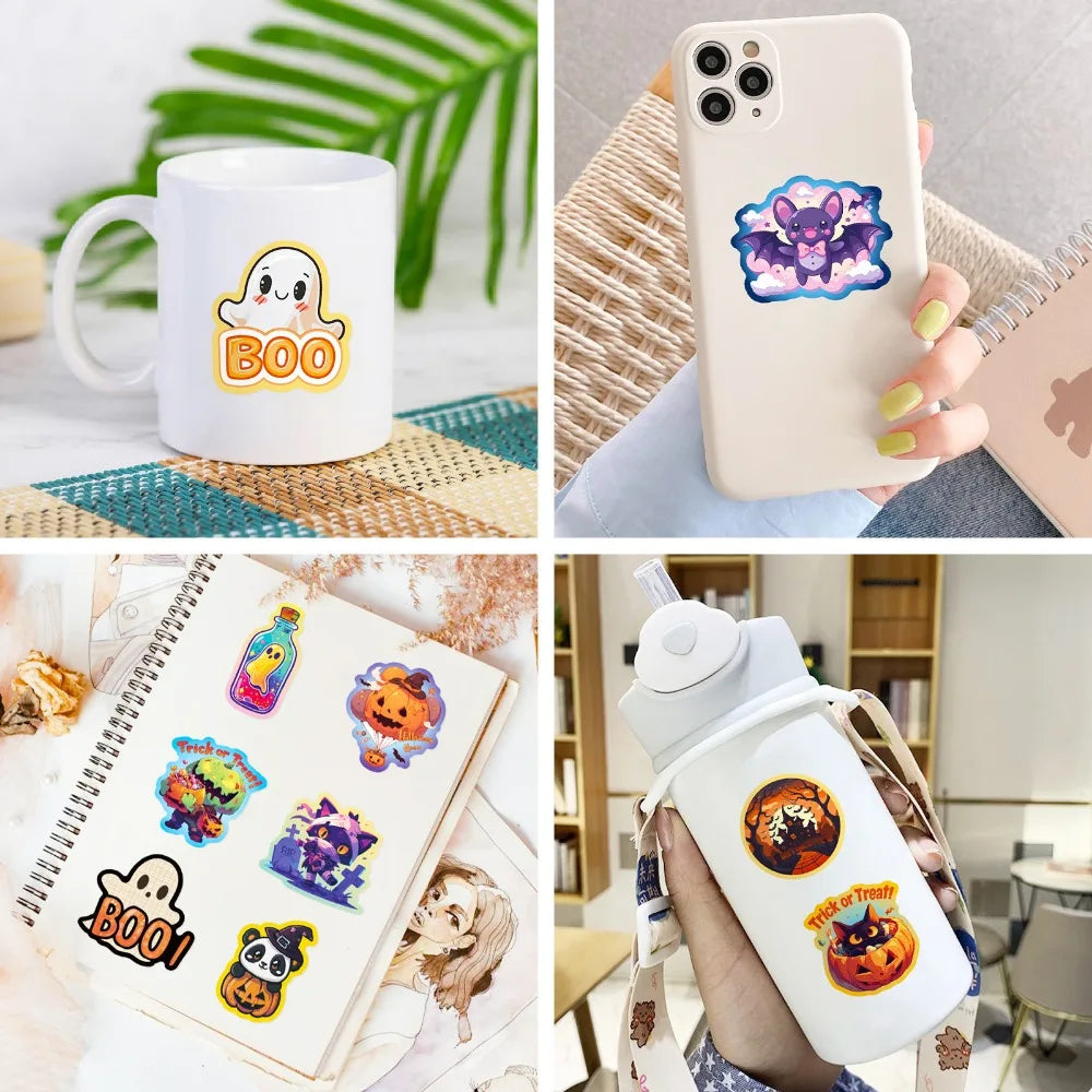 50pcs Halloween Pumpkin Bat Castle Graffiti Sticker DIY Laptops Water Bottles Phones Decorative Stickers Perfect Gift for Kids - Charlie Dolly