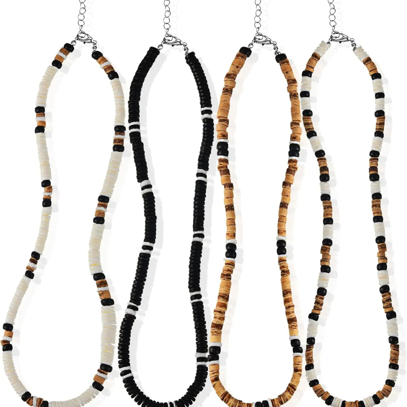 Puka Shell Surfer Choker Necklace Set (4 Pieces)