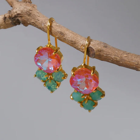 Gemstone Silver Plated Drop Earrings Jewelry