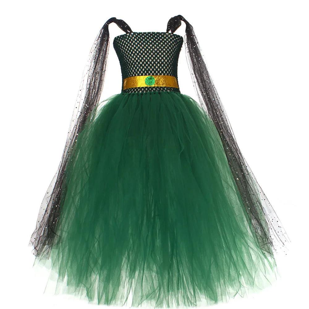 Green Medusa Girls Costume With Headpiece For Kids Cosplay Halloween Medusa Dresses Greek Roman Kids Fancy Gown Tutu Dress 2024 - Charlie Dolly