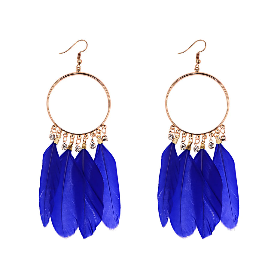 Dream Catcher Feather Leaf Tassel Earrings Jewelry