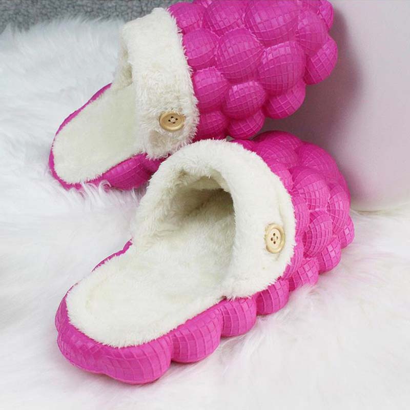 Luxury Women Cotton Bubbles Balls Slippers Bubble Slides Winter Warm Massage Slippers Bubble Shoes Lychee Slippers - Charlie Dolly