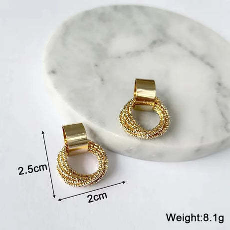 Twisted Gold Metal Geometric Dangle Earrings Jewelry