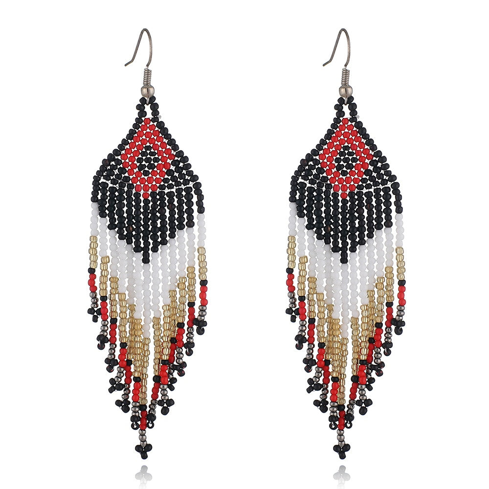 LIMAX New Arrival Colored Beads Earrings Niche Ethnic Style Handmade Jewelry Personality Bohemian Tassel Earrings - Charlie Dolly