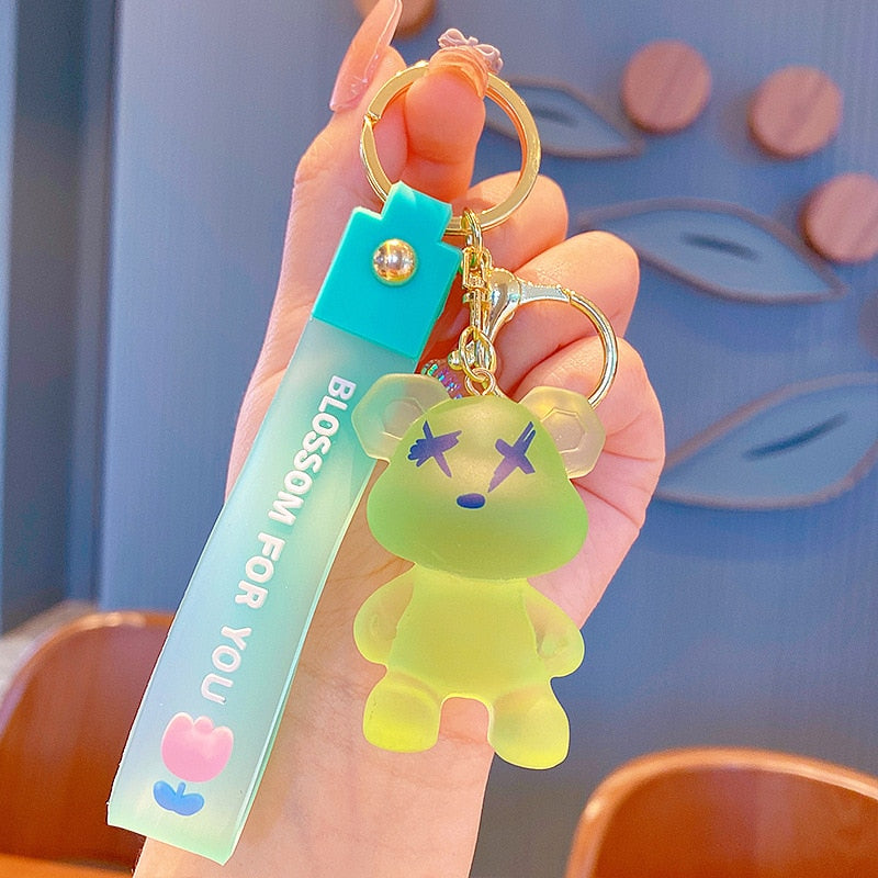 Cute Resin Keychain Charm Tie The Bear Pendant For Women Bag Car KeyRing Mobile Phone Fine Jewelry Accessories Kids Girl Gift - Charlie Dolly