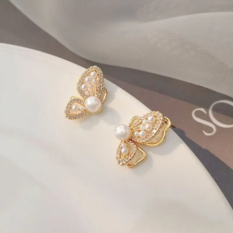 Fashion Zircon Bow Earrings Boho Red Crystal Earrings For Women Fashion Party Jewelry Wedding Trendy Accessories Gifts